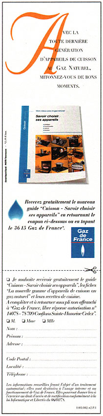 Publicité Gaz 1995