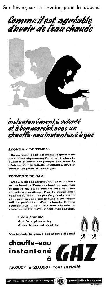 Publicité Gaz 1954
