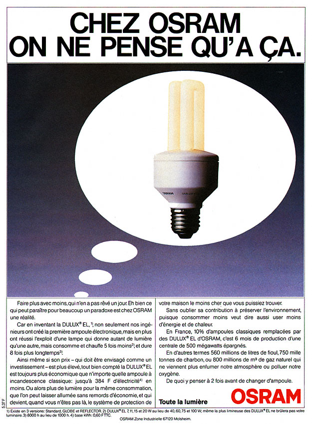Publicité Osram 1990