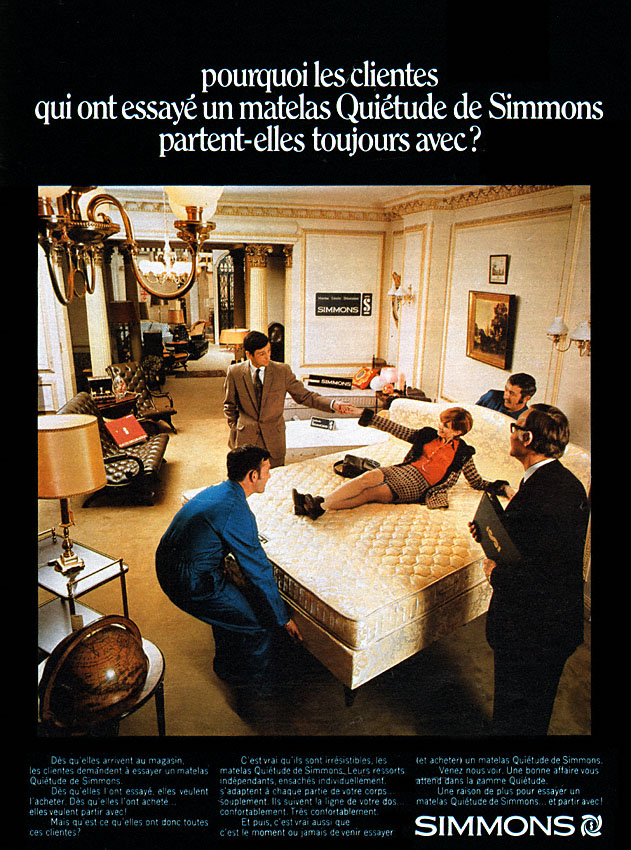 Publicité Simmons 1970