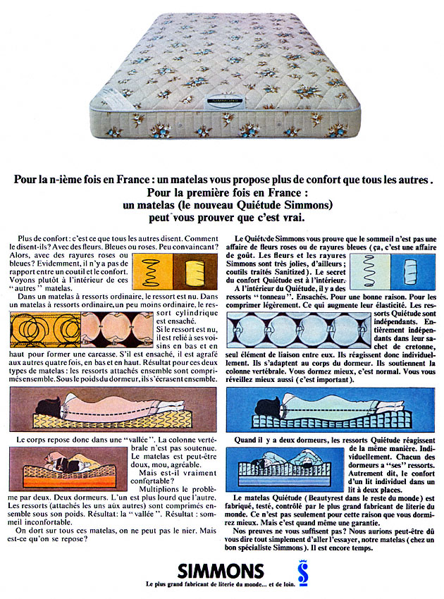 Publicité Simmons 1966