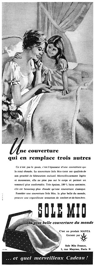 Publicité Sole Mio 1959