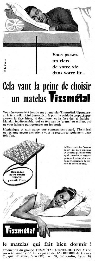 Publicité Tissmetal 1958