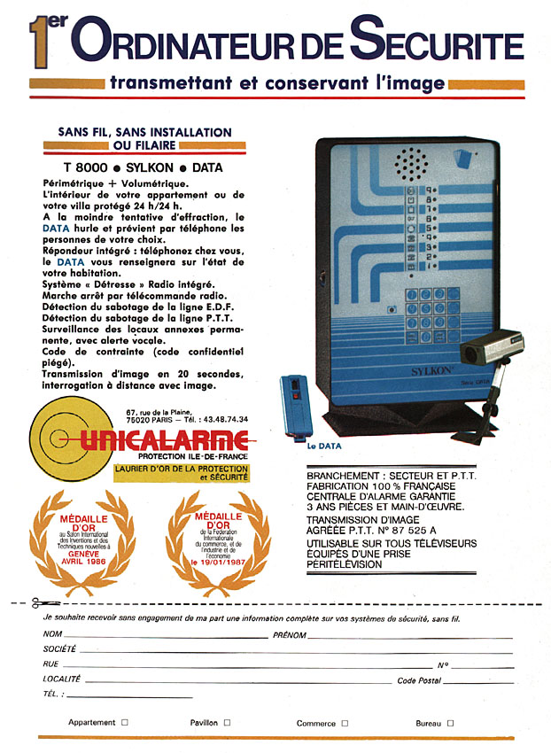 Publicité Unicalarme 1987