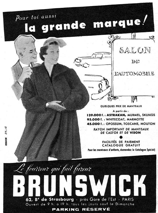 Publicité Brunswick 1954