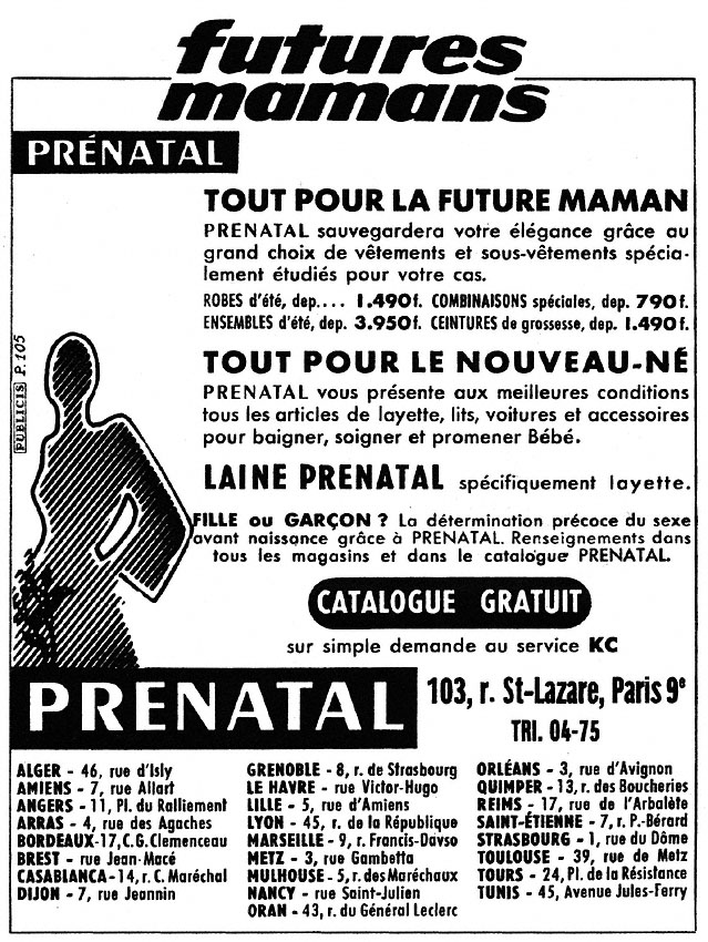 Publicité Prenatal 1953