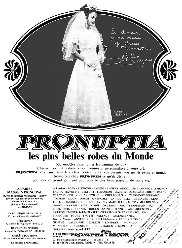 Publicit� Pronuptia 1969