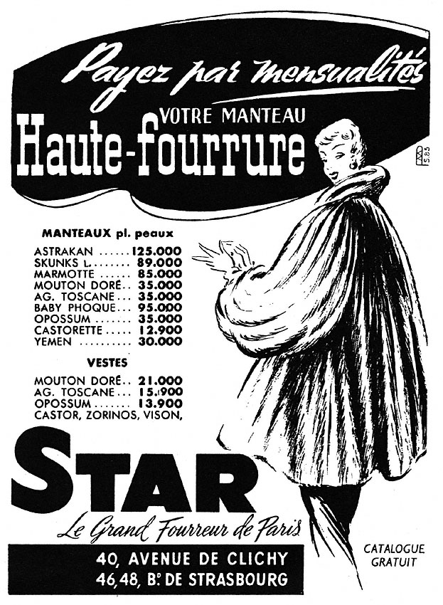 Publicité Star 1952