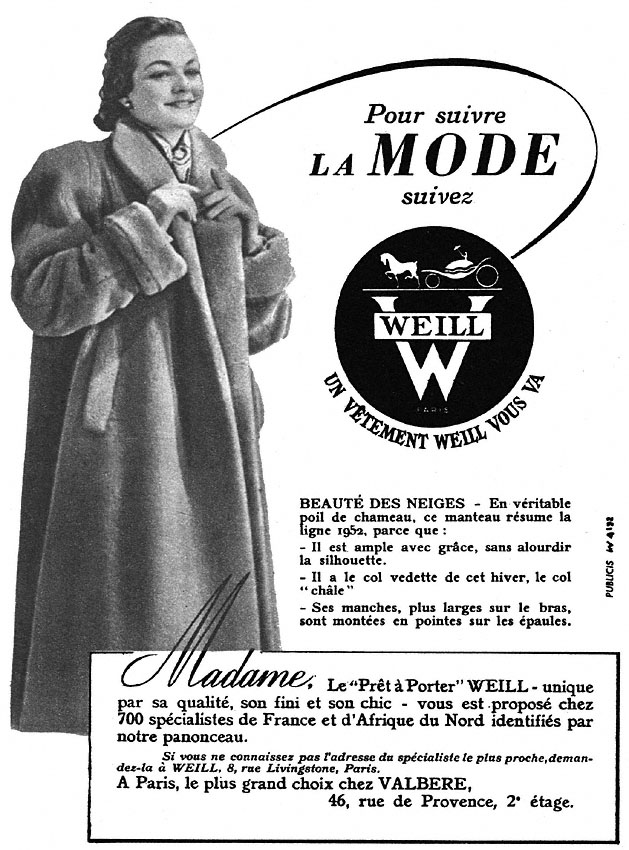 Publicité Weill 1951