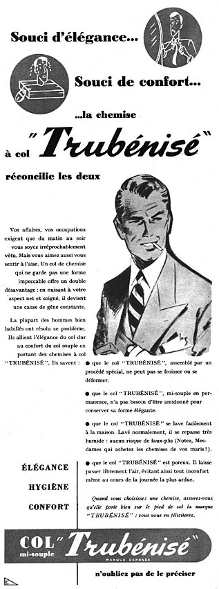 Publicité Chemises 1952