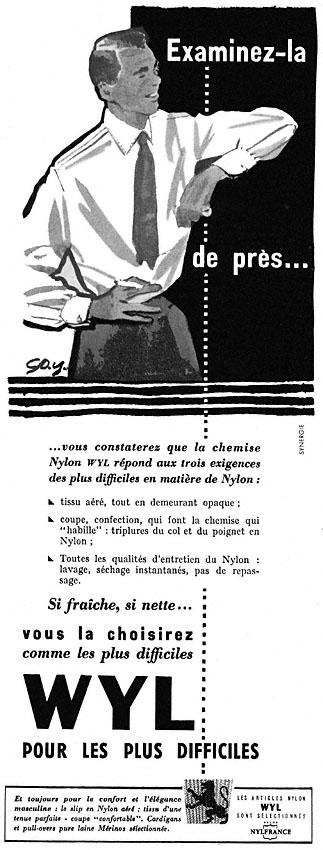 Publicité Chemises 1953