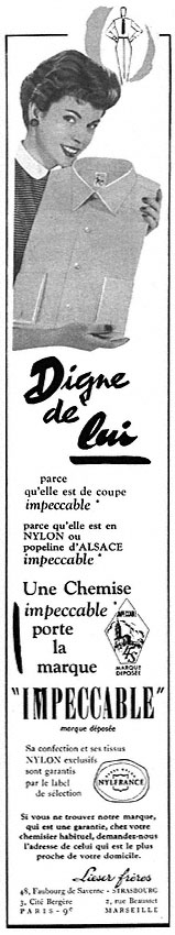 Publicité Chemises 1953