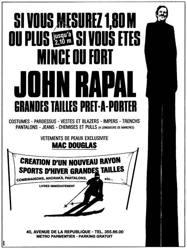 Publicité John Rapal 1977