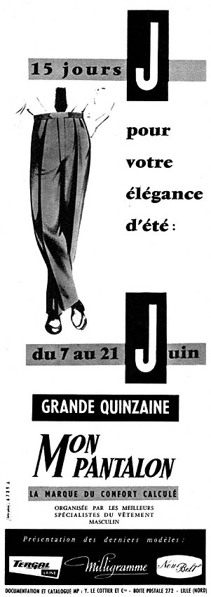 Publicité Mon Pantalon 1958