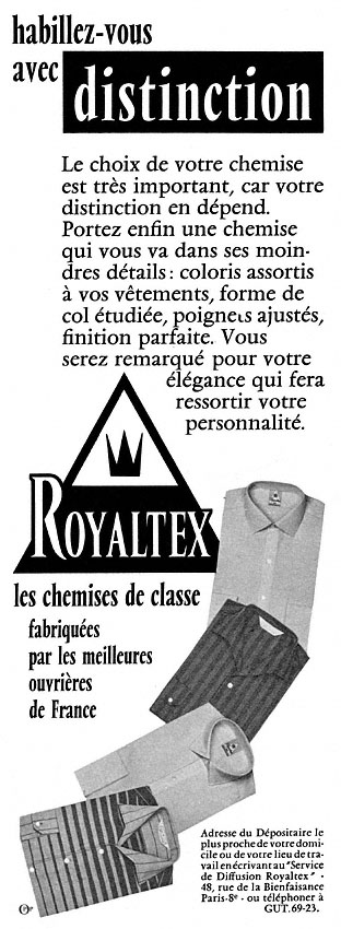 Publicité Royaltex 1958