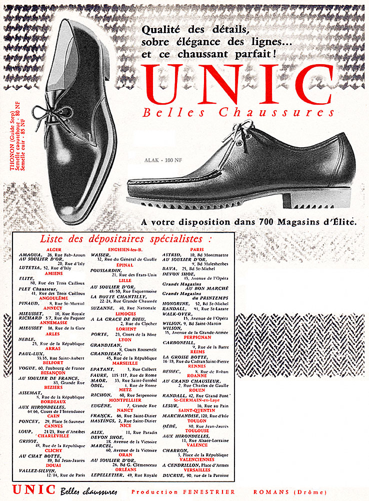 Publicité Unic 1961