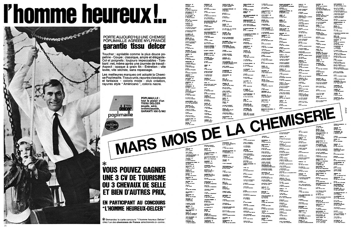 Publicit� ZDivers Chemises 1966