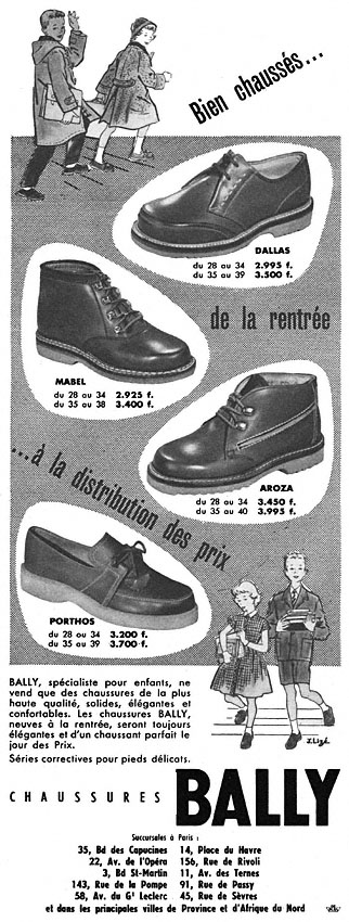 Publicité Bally 1954