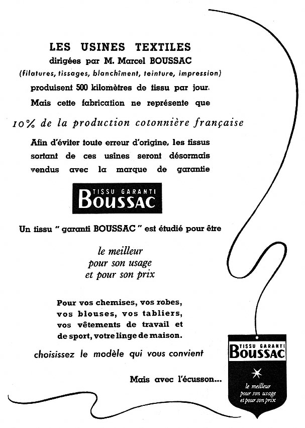 Publicité Boussac 1952