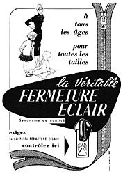 Publicit Fermeture Eclair 1957