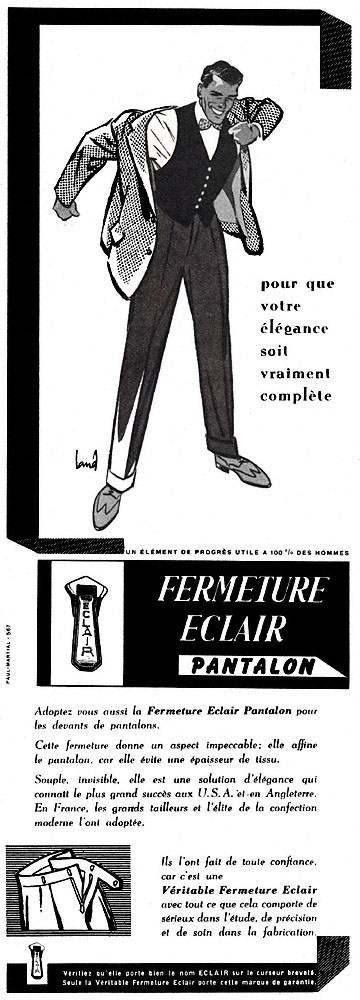 Publicité Fermeture Eclair 1959