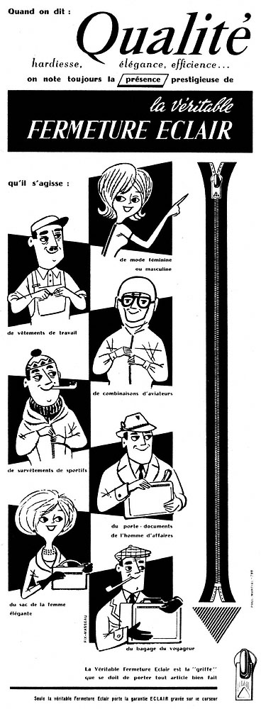Publicité Fermeture Eclair 1960