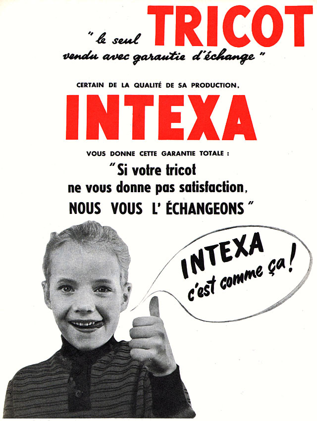 Publicité Intexa 1954