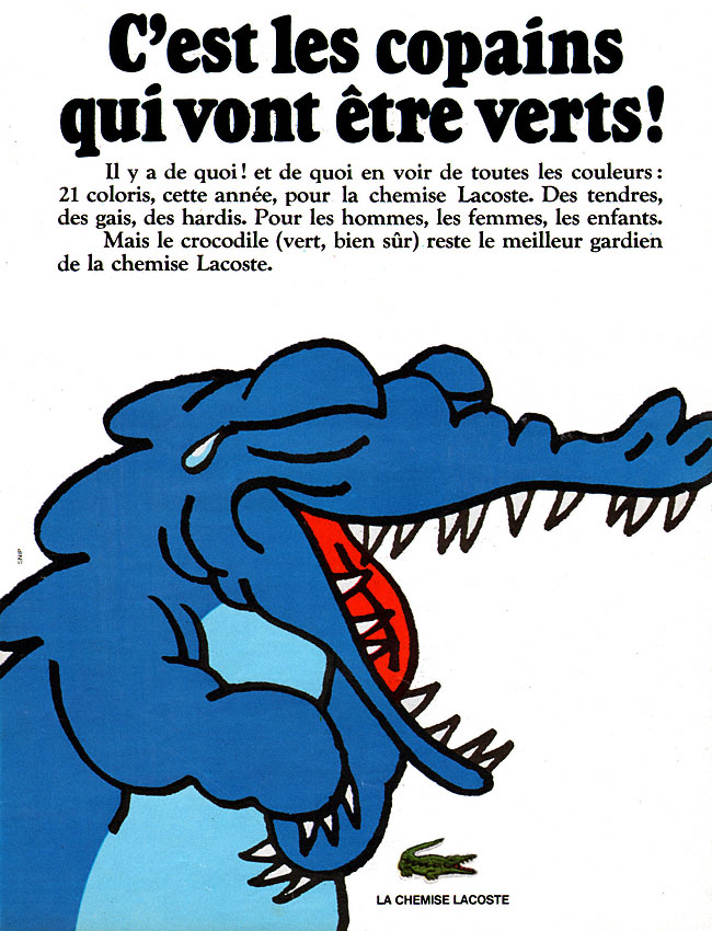 Publicité Lacoste 1968