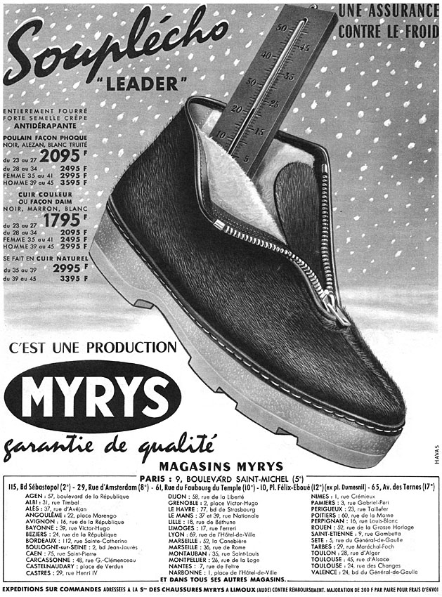 Publicité Myrys 1959