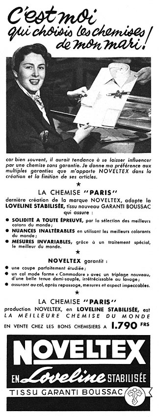 Publicité Noveltex 1952