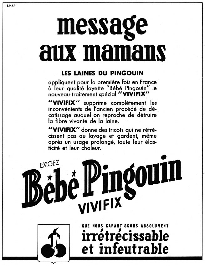 Publicité Pingouin 1949