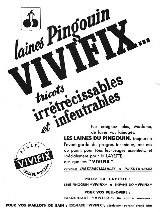 Publicité Pingouin 1950