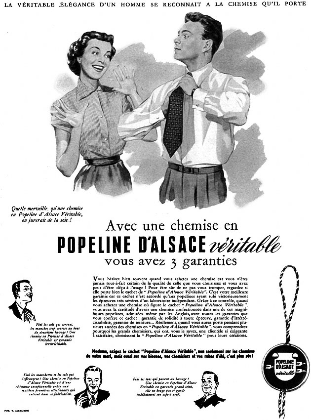 Publicité Popeline d'Alsace 1953