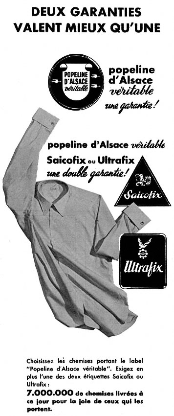 Publicité Popeline d'Alsace 1953