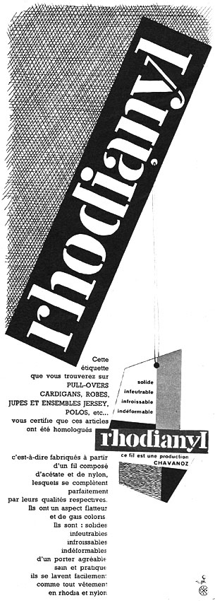 Publicité Rhodianyl 1961