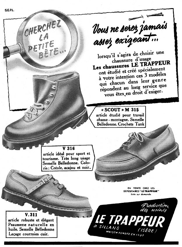 Publicité Le Trappeur 1952