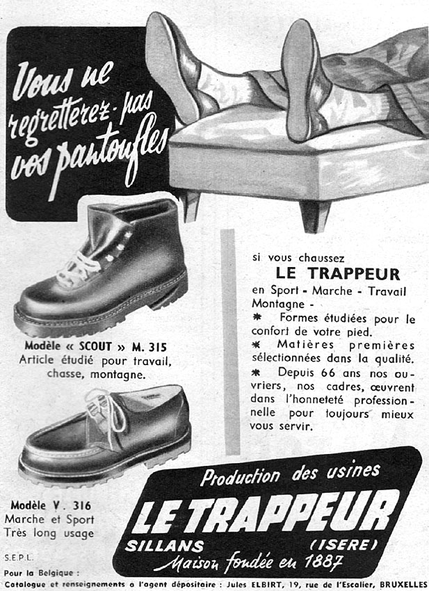 Publicité Le Trappeur 1953