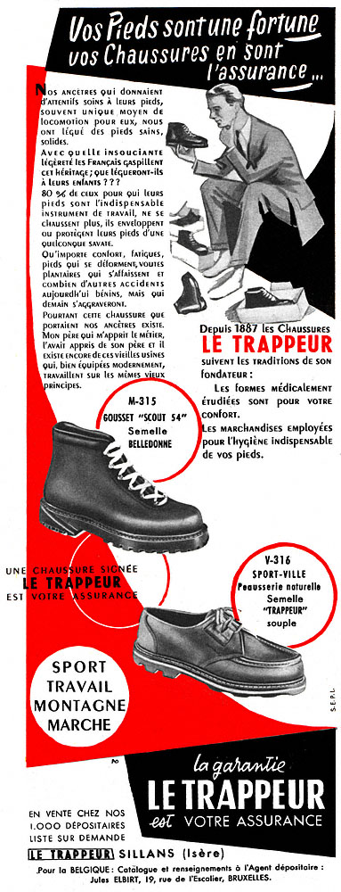 Publicité Le Trappeur 1954