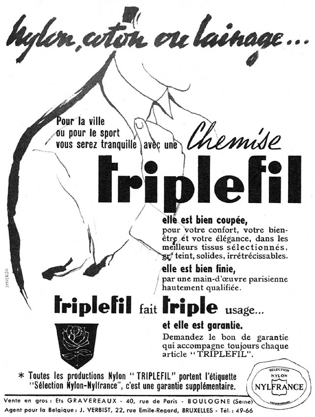 Publicité Triplefil 1954
