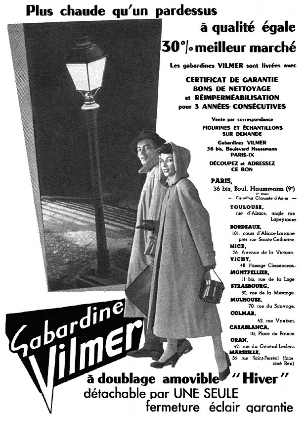 Publicité Vilmer 1953