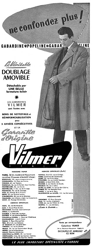 Publicité Vilmer 1954