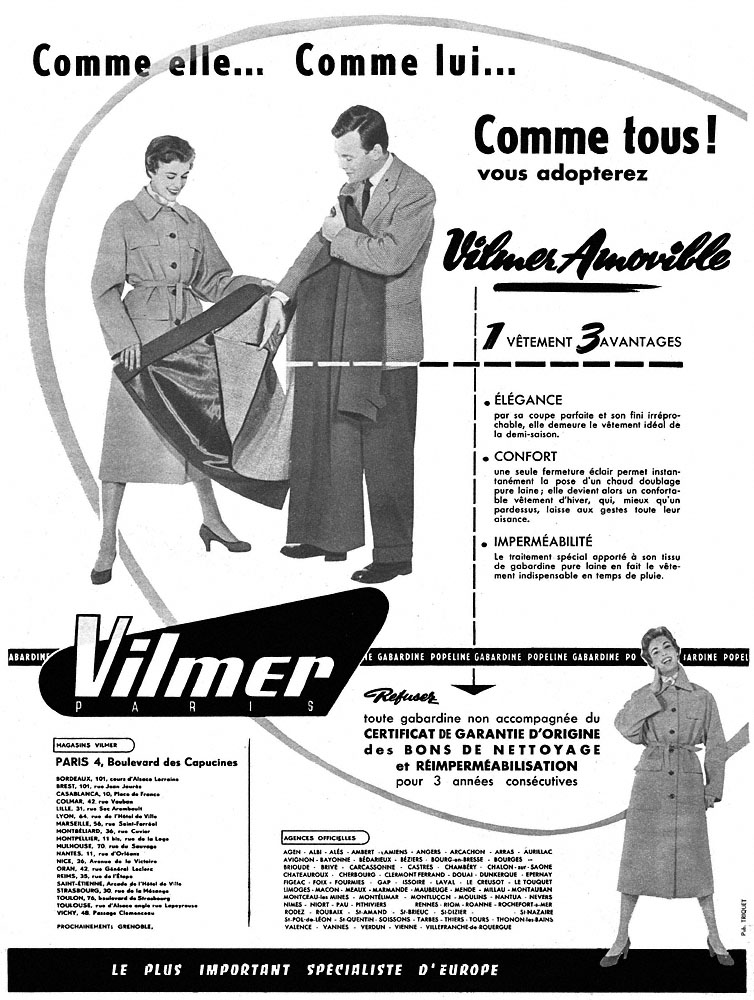 Publicité Vilmer 1954