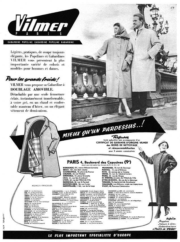 Publicité Vilmer 1955