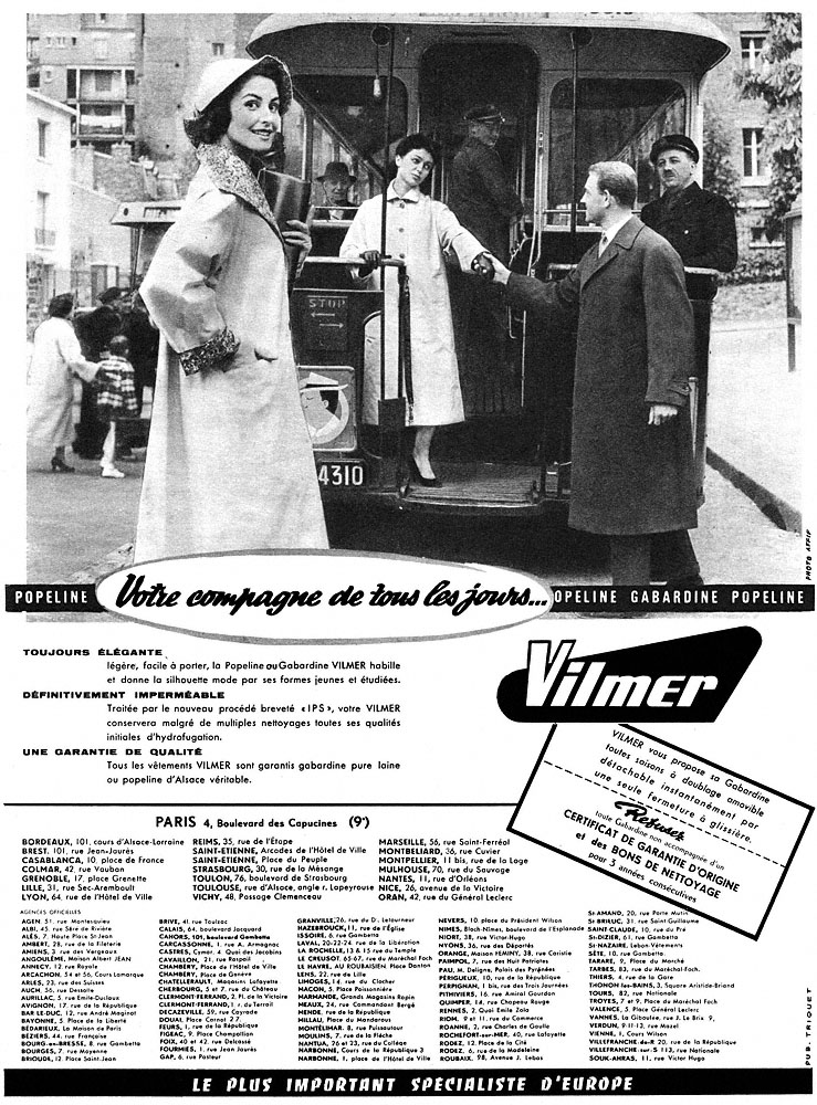 Publicité Vilmer 1955