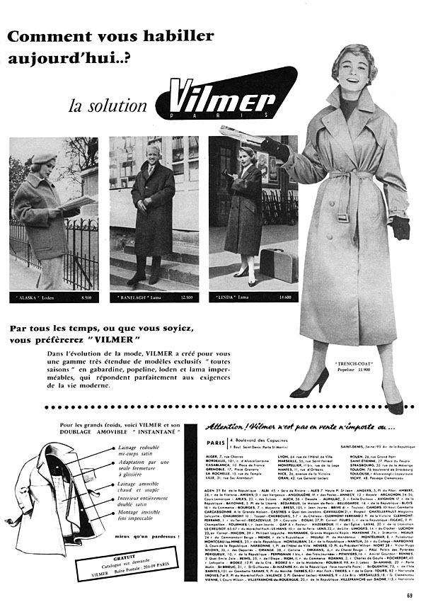 Publicité Vilmer 1956