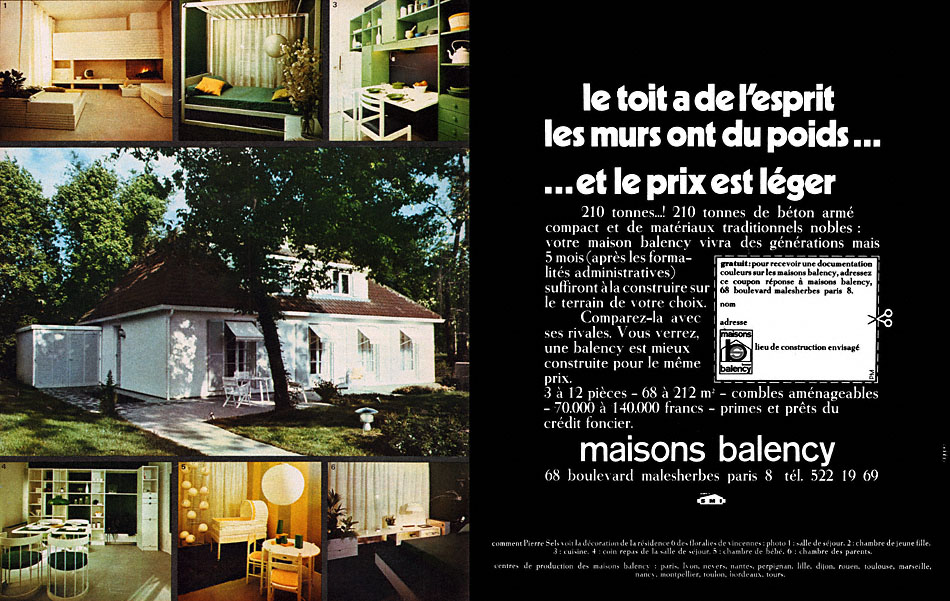 Publicité Balency 1969