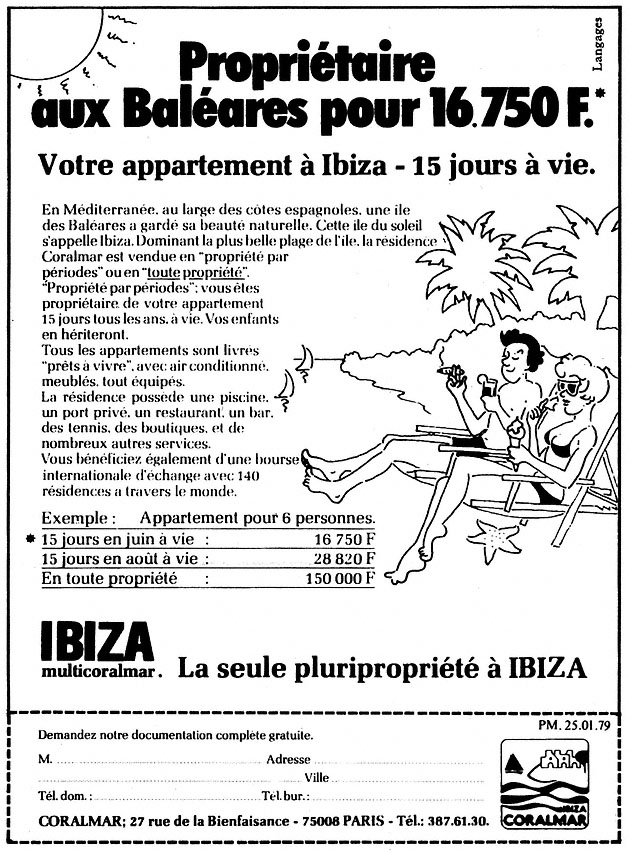 Publicité Espagne 1979
