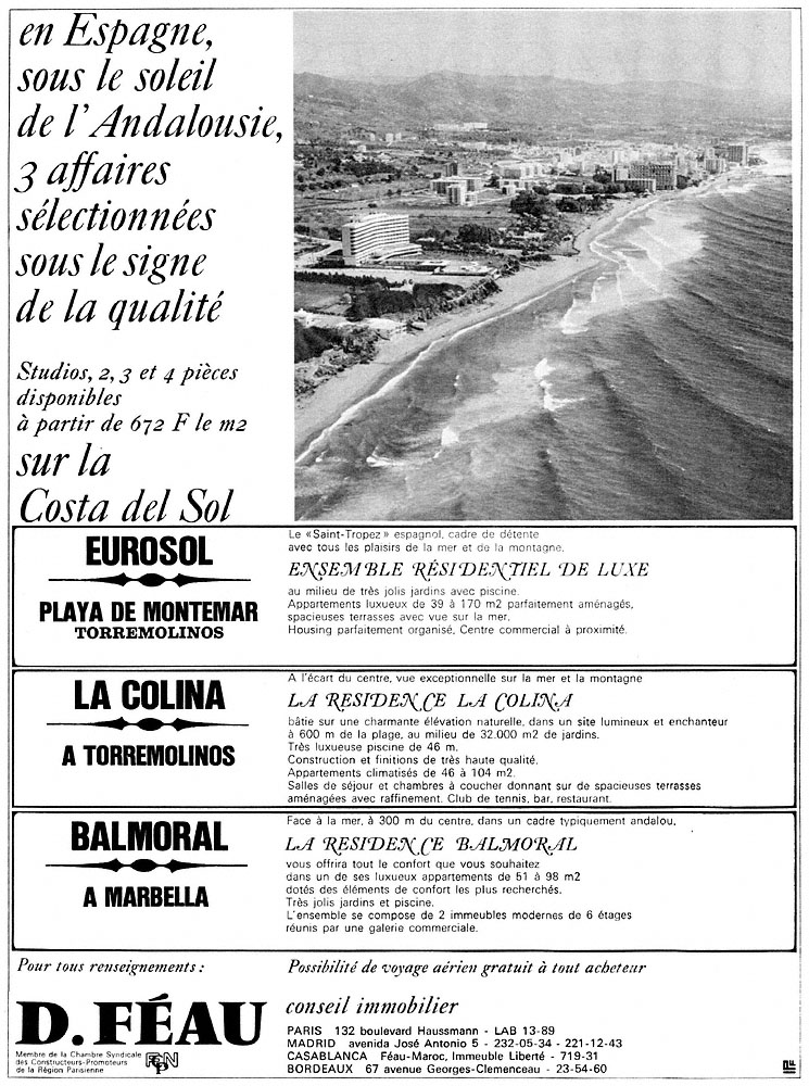 Publicit� Espagne 1965