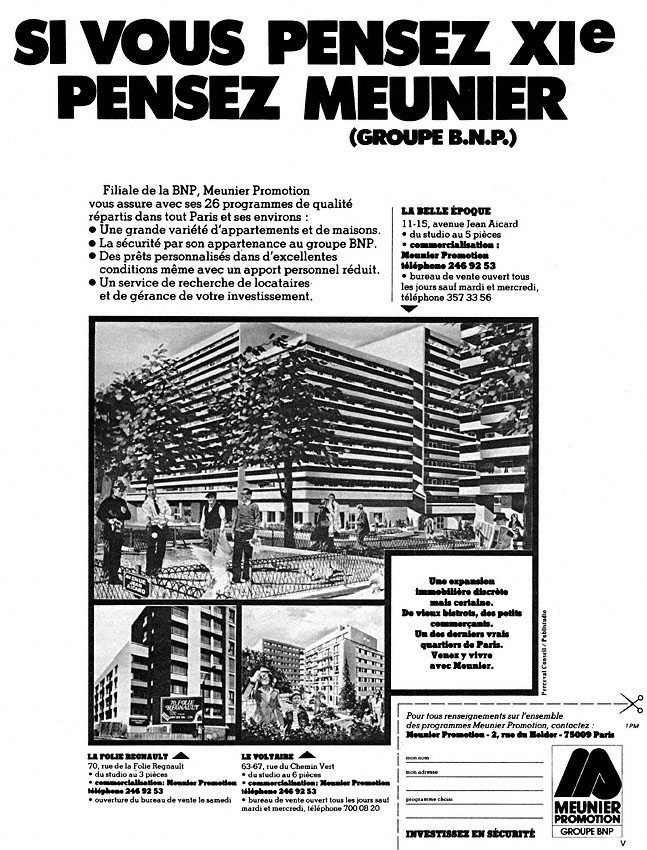 Publicité Immo Paris 1977