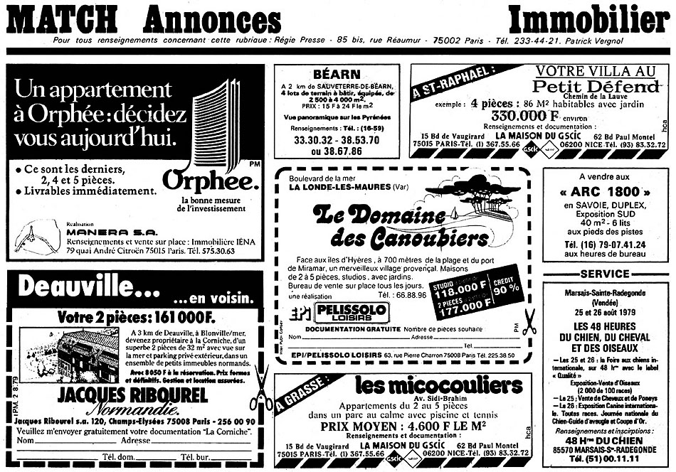 Publicité Match Annonces 1979